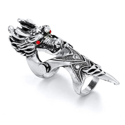 Retro Dragon Head Skull Long Metal Ring