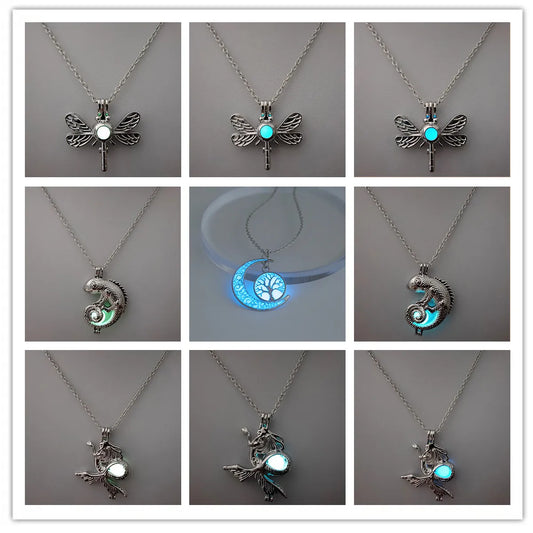 Retro Dragonfly Alloy Luminous Women's Men's Pendant Necklace 1 Piece