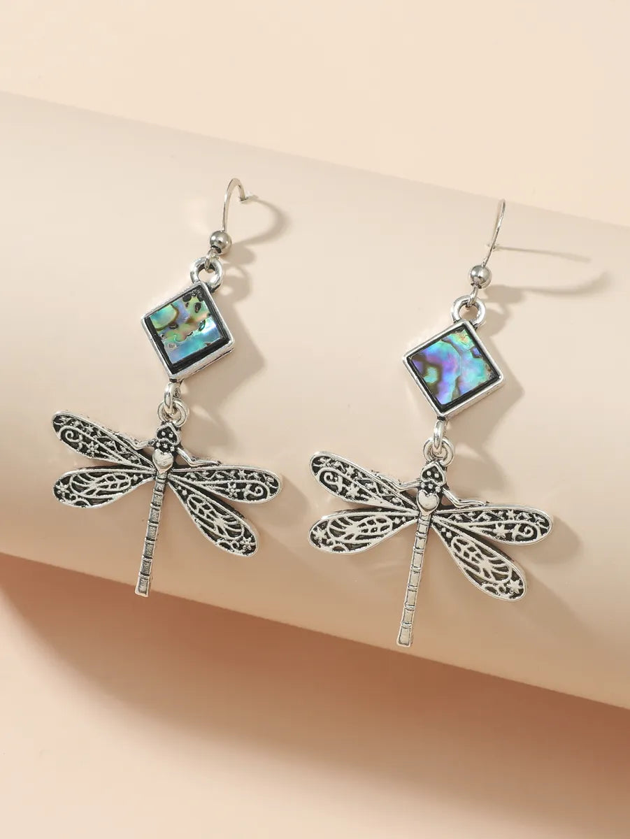 Retro Dragonfly Alloy Plating Shell Earrings