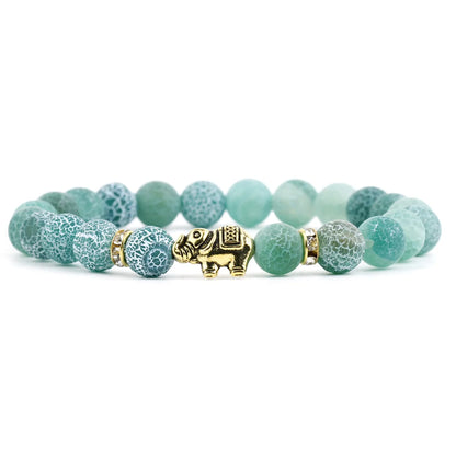 Retro Elephant Alloy Agate Beaded Bracelets