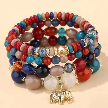 Retro Elephant Resin Layered Women's Bracelets 1 Set