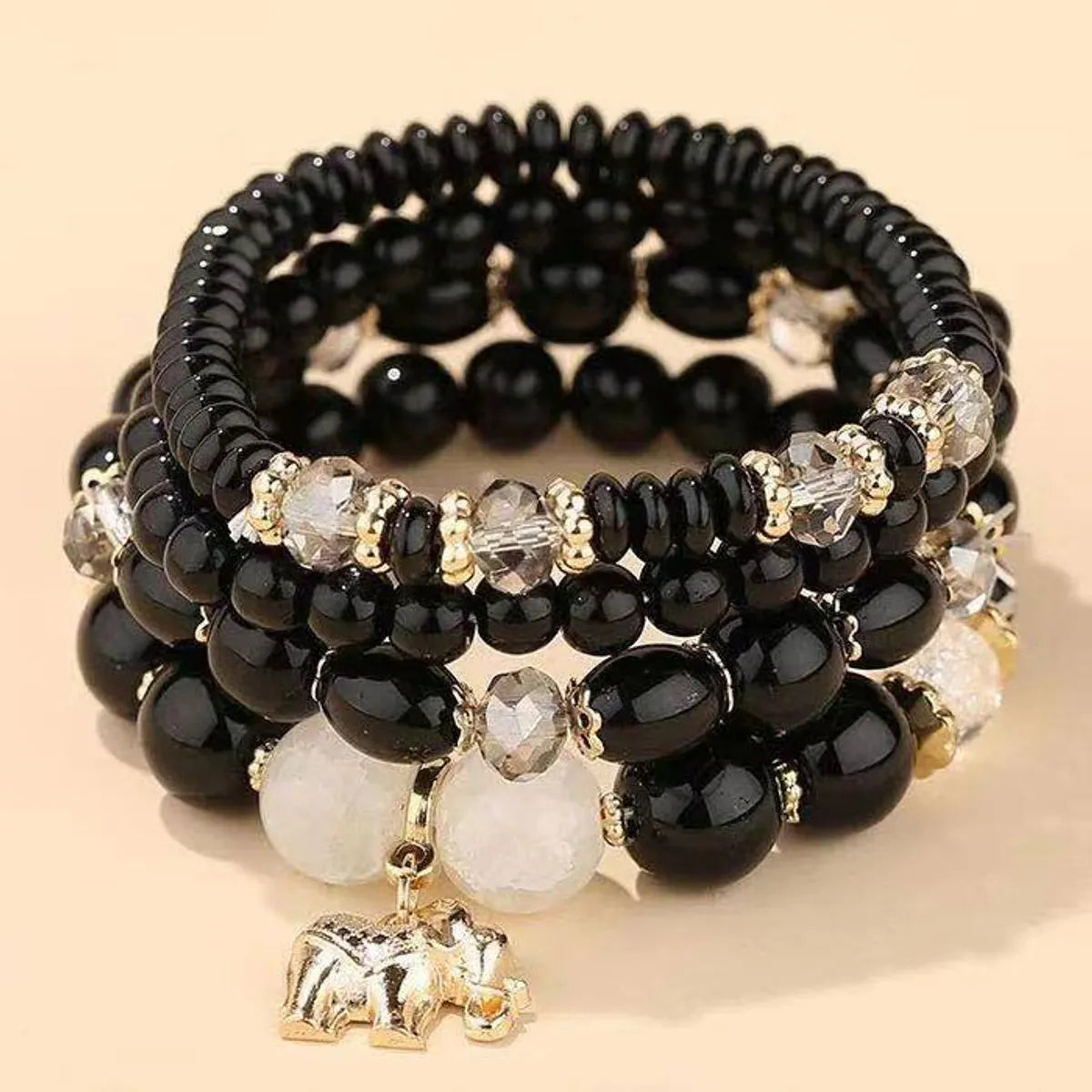 Retro Elephant Resin Layered Women's Bracelets 1 Set