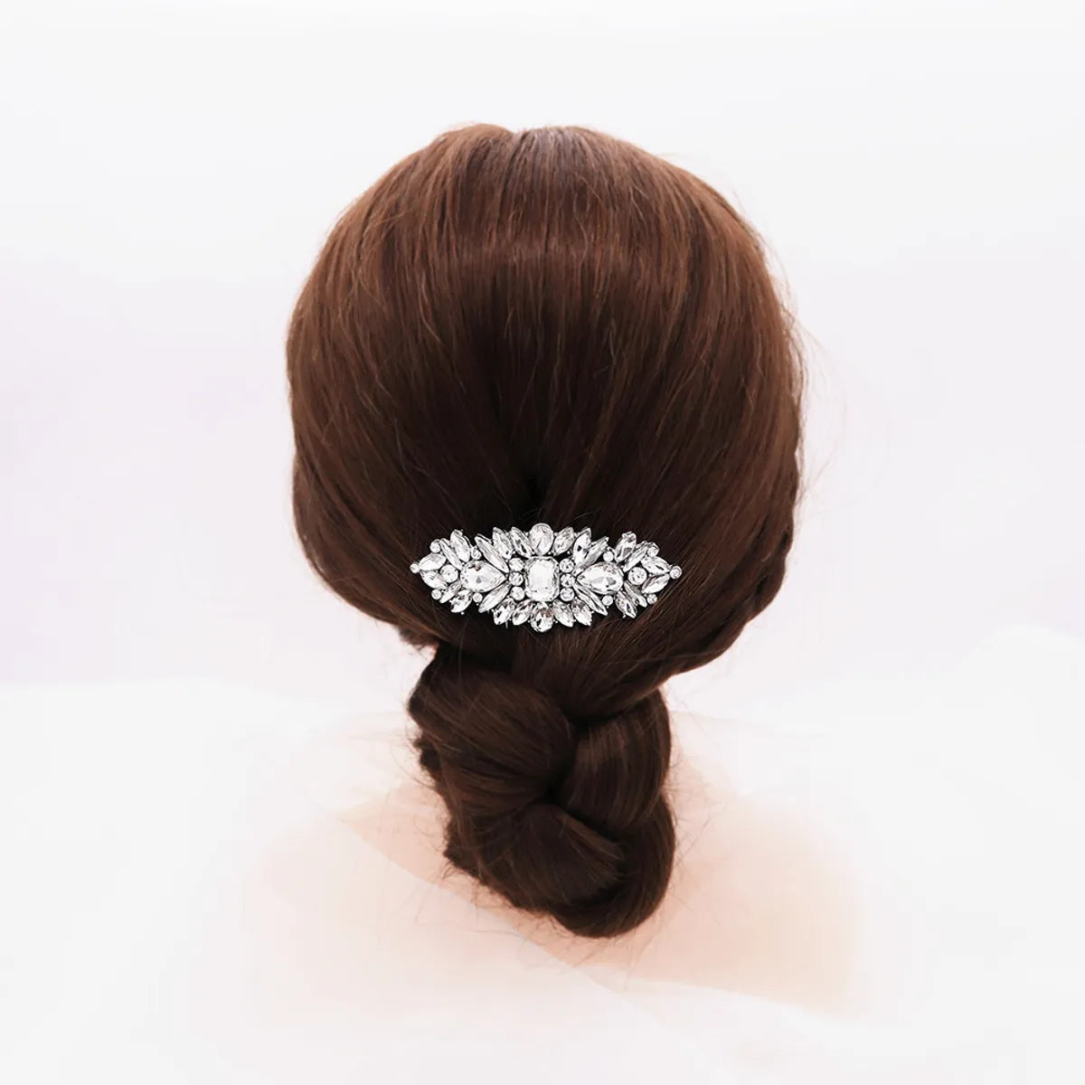 European Bride Wedding Headdress Retro Ethnic Style Horse Eye Glass Rhinestone Tuck Comb High-Grade Alloy Hair Comb Updo Hair Accessories