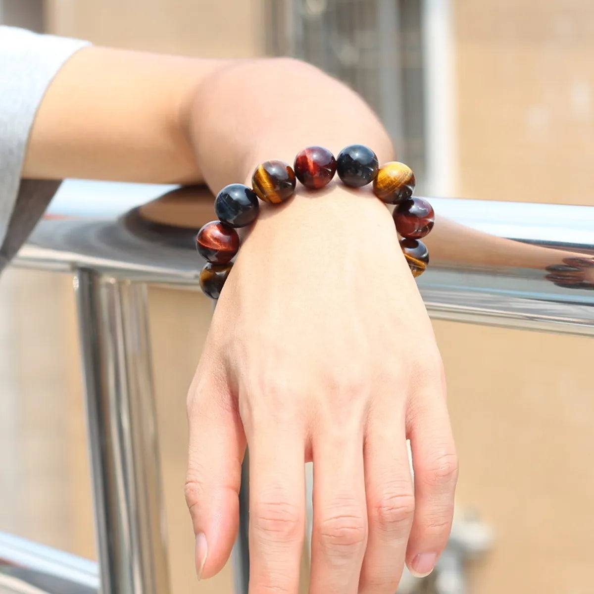 Retro Ethnic Style Ball Tiger Eye Polishing Bracelets