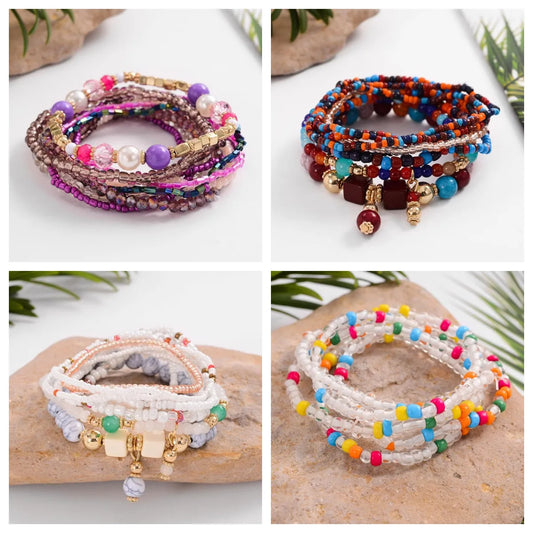 Retro Ethnic Style Bohemian Geometric Resin Stone Beaded Women's Bracelets