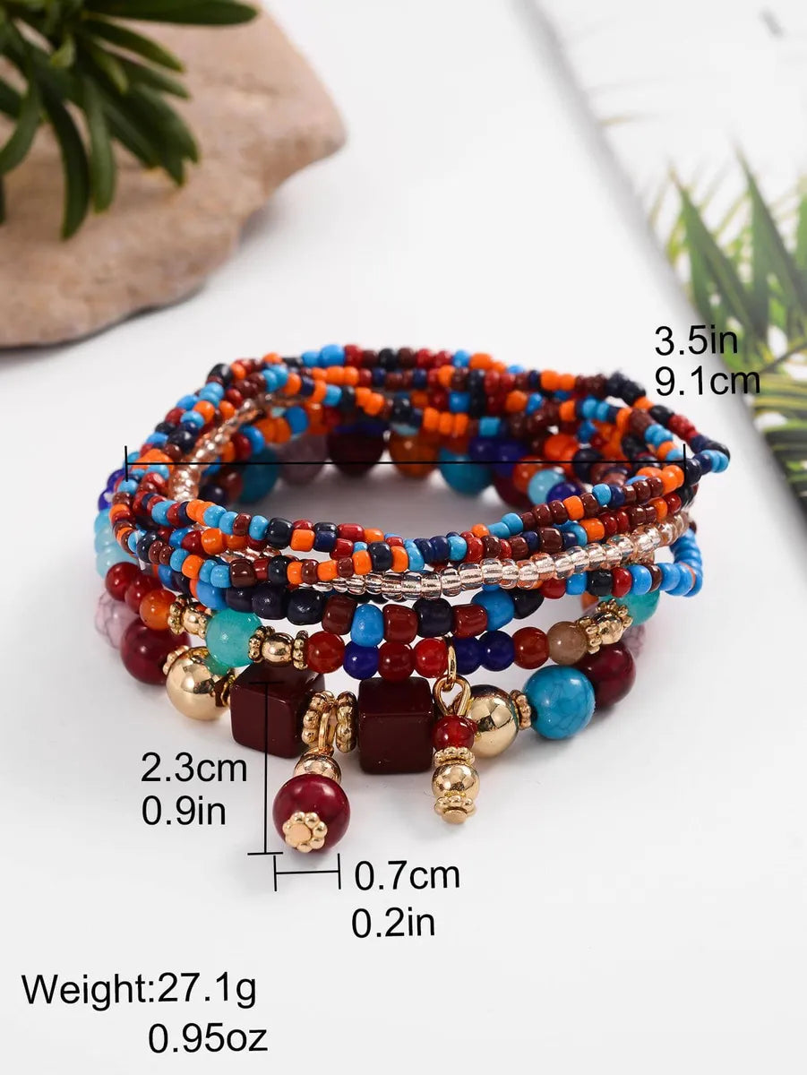 Retro Ethnic Style Bohemian Geometric Resin Stone Beaded Women's Bracelets