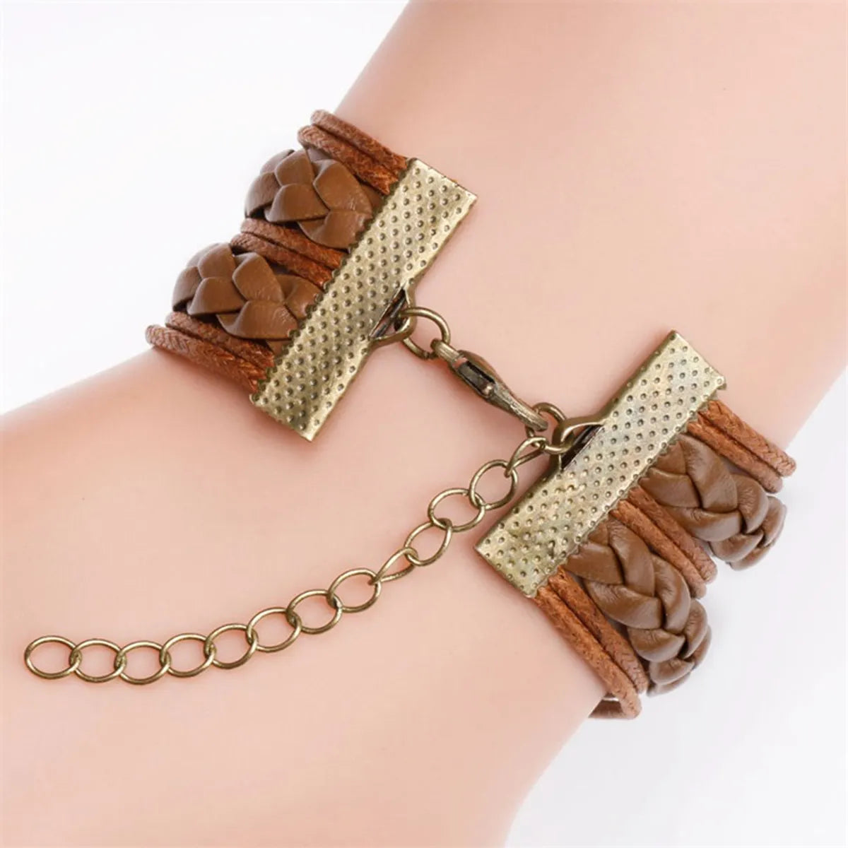 Retro Ethnic Style Bohemian Infinity Flower Butterfly Pu Leather Inlay Glass Women'S Bracelets