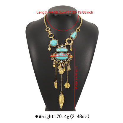 Retro Ethnic Style Bohemian Tassel Alloy Turquoise Iron Sheet Wholesale Layered Necklaces