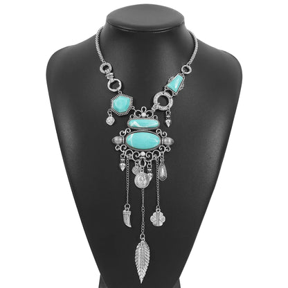 Retro Ethnic Style Bohemian Tassel Alloy Turquoise Iron Sheet Wholesale Layered Necklaces