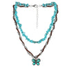 Retro Ethnic Style Butterfly Turquoise Iron Korean Velvet Wholesale Pendant Necklace