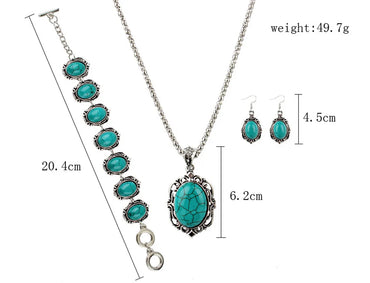 Retro Ethnic Style Classic Style Geometric Alloy Turquoise Women'S Jewelry Set