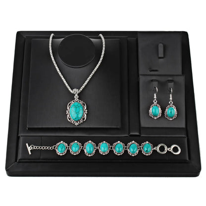 Retro Ethnic Style Classic Style Geometric Alloy Turquoise Women'S Jewelry Set