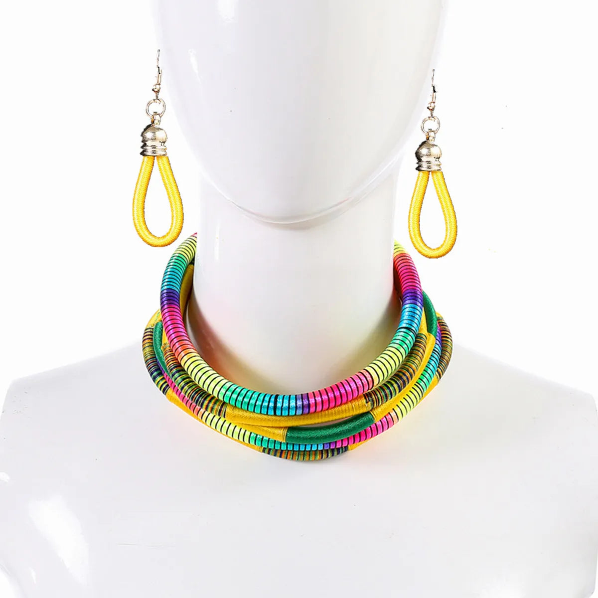 Retro Ethnic Style Color Block Alloy Woven Thread Epoxy Women'S Jewelry Set