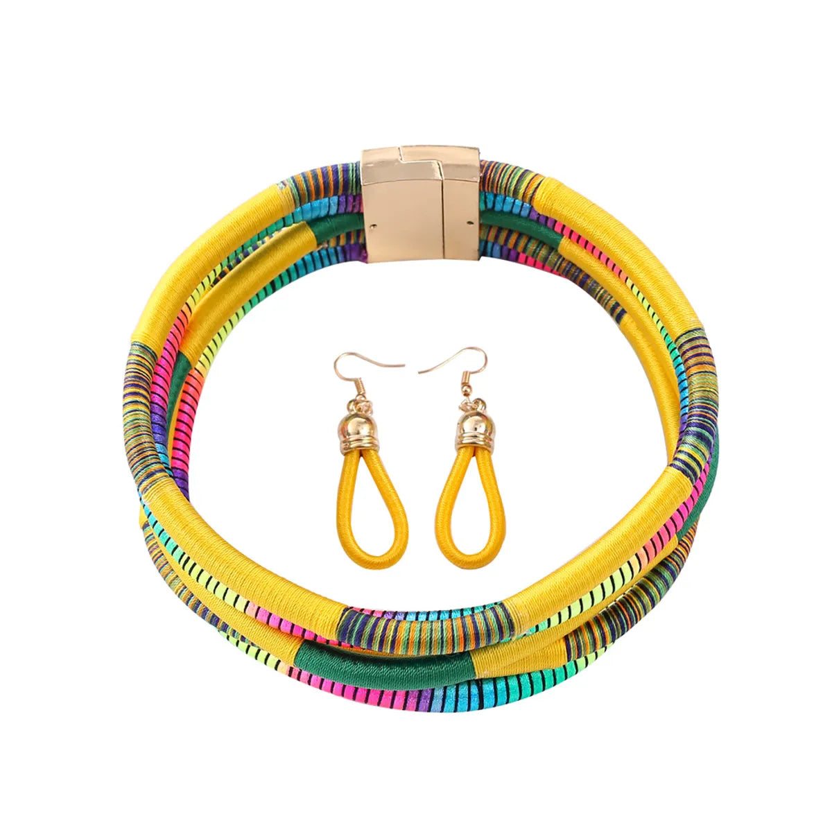 Retro Ethnic Style Color Block Alloy Woven Thread Epoxy Women'S Jewelry Set