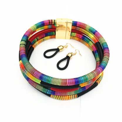 Retro Ethnic Style Color Block Alloy Woven Thread Epoxy Women'S Jewelry Set