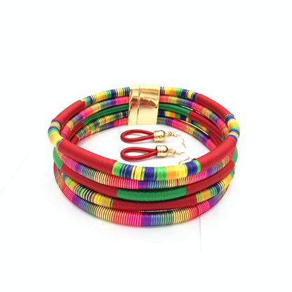 Retro Ethnic Style Color Block Alloy Woven Thread Epoxy Women'S Jewelry Set