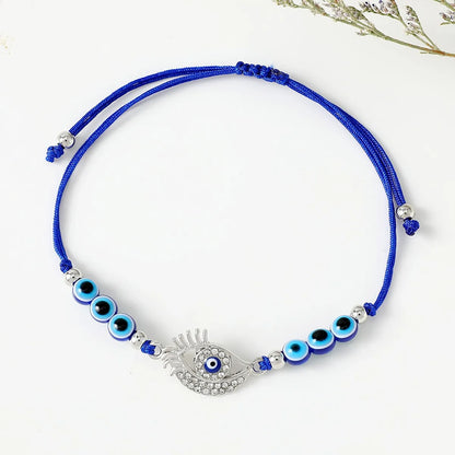 Retro Ethnic Style Devil'S Eye Alloy Rope Wholesale Drawstring Bracelets