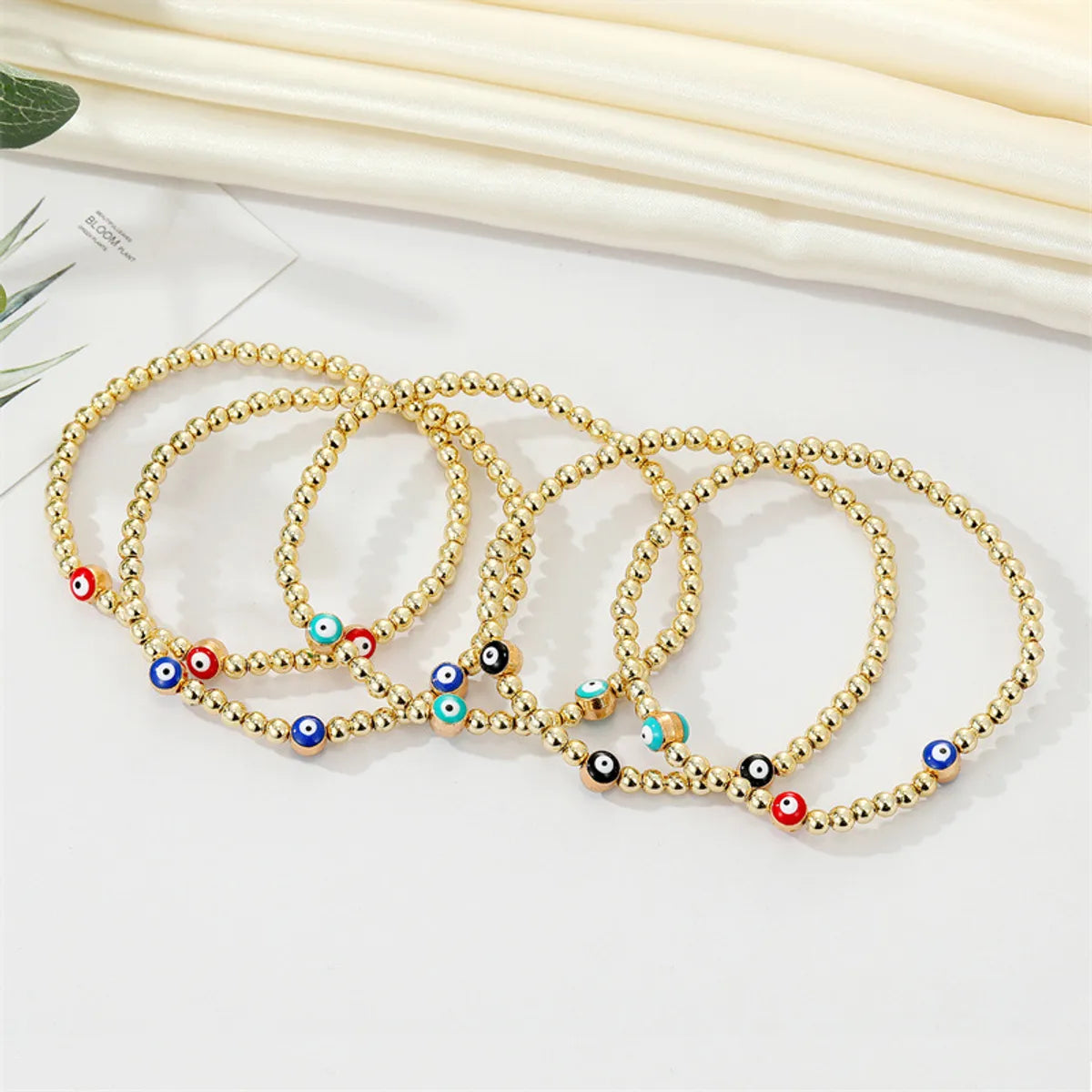 Retro Ethnic Style Eye Golden Bead Bracelet Bracelet Turkish Devil Eye Bracelet Female