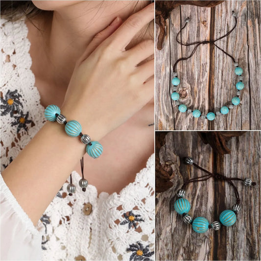 Retro Ethnic Style Geometric Arylic Beaded Women's Bracelets Necklace