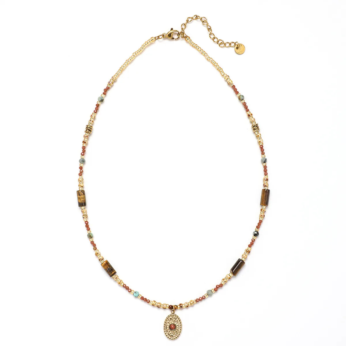 Retro Ethnic Style Geometric Beaded Natural Stone Beaded Women'S Necklace