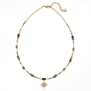 Retro Ethnic Style Geometric Beaded Natural Stone Beaded Women'S Necklace