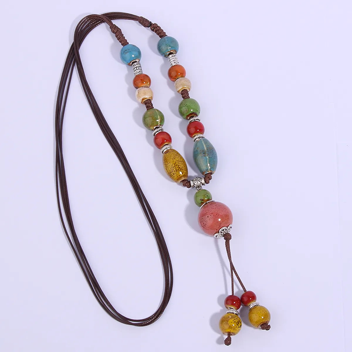 Retro Ethnic Style Geometric Ceramics Women's Long Necklace