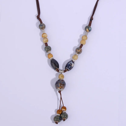 Retro Ethnic Style Geometric Ceramics Women's Long Necklace