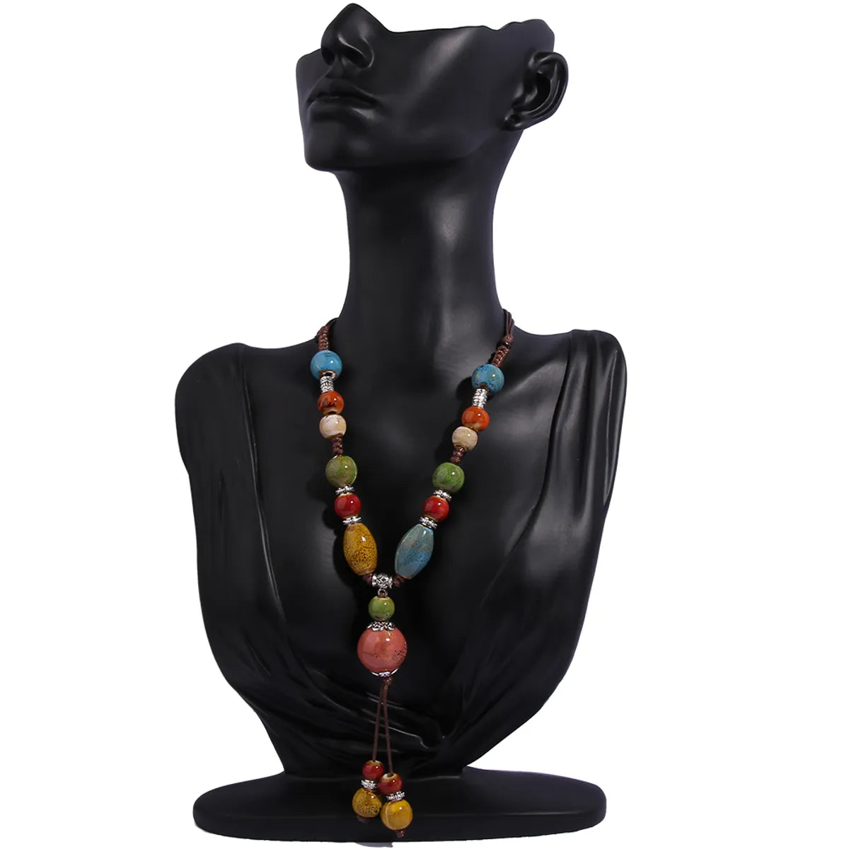 Retro Ethnic Style Geometric Ceramics Women's Long Necklace