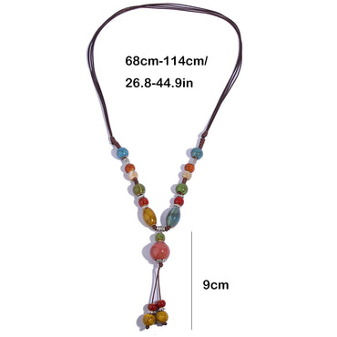 Retro Ethnic Style Geometric Ceramics Women's Long Necklace