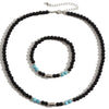 Retro Ethnic Style Geometric Glass Bead Stone Titanium Steel Beaded Men'S Bracelets Necklace