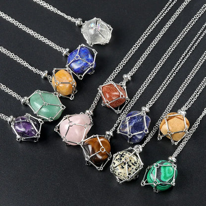 Retro Ethnic Style Geometric Stainless Steel Semi-Precious Stone Unisex Pendant Necklace