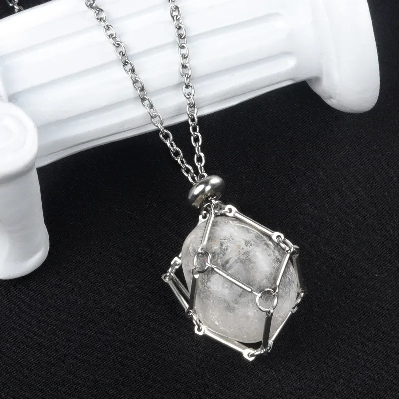 Retro Ethnic Style Geometric Stainless Steel Semi-Precious Stone Unisex Pendant Necklace