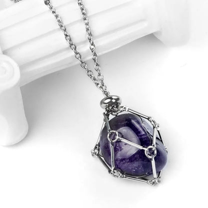 Retro Ethnic Style Geometric Stainless Steel Semi-Precious Stone Unisex Pendant Necklace