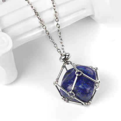 Retro Ethnic Style Geometric Stainless Steel Semi-Precious Stone Unisex Pendant Necklace