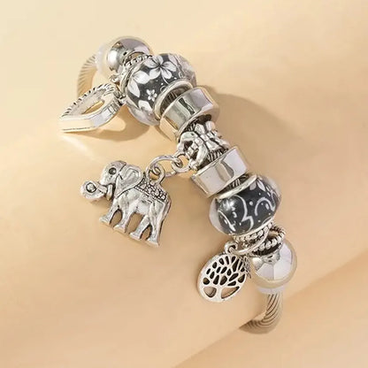 Retro Ethnic Style Heart Shape Life Tree Silver Plated Alloy Wholesale Bangle