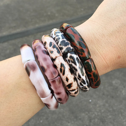 Retro Ethnic Style Leopard Arylic Wholesale Bangle