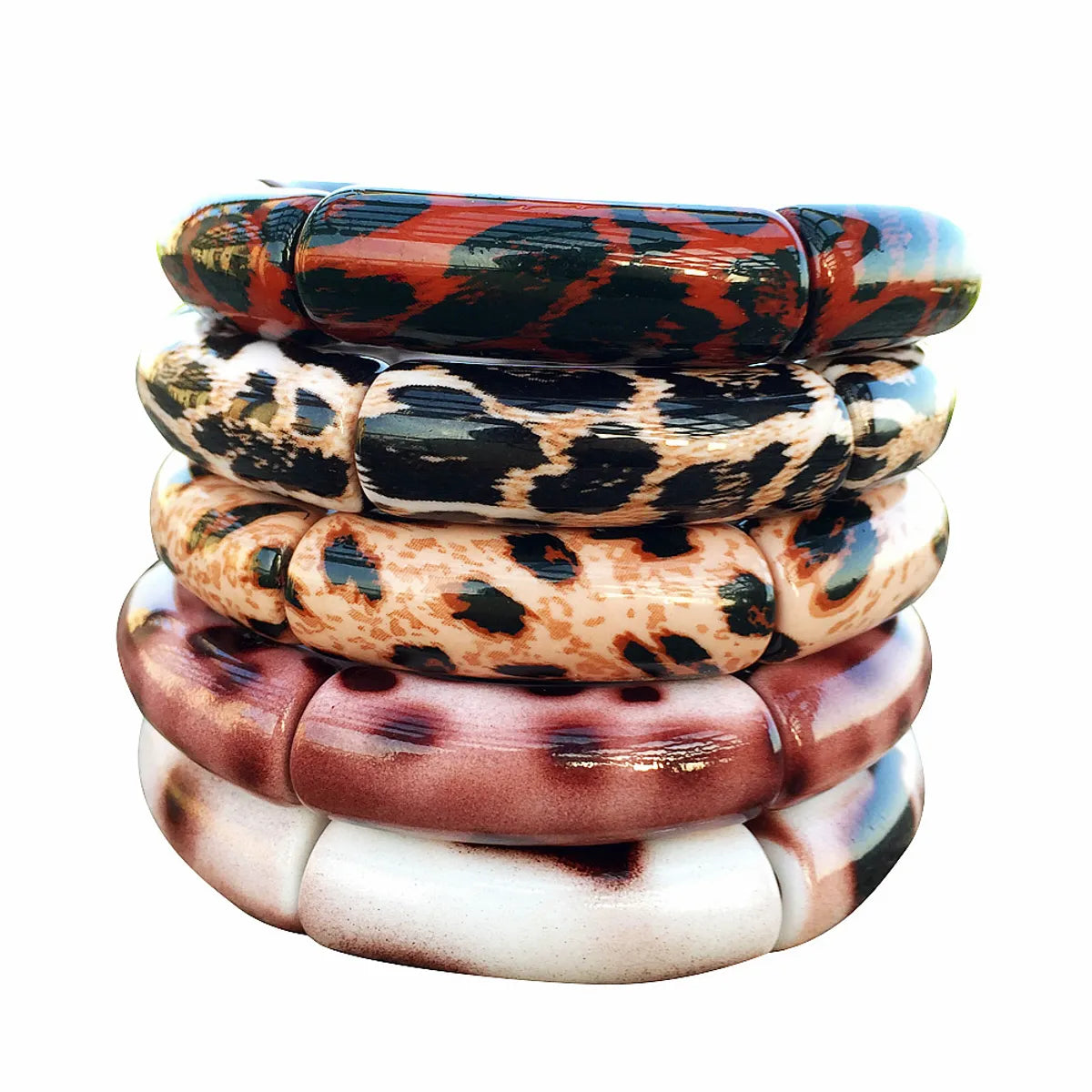 Retro Ethnic Style Leopard Arylic Wholesale Bangle