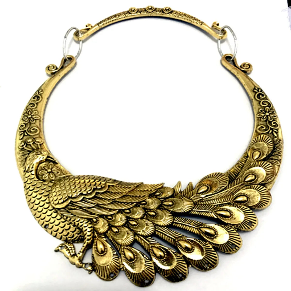 Retro Ethnic Style Peacock Dragon Zinc Alloy Plating Women'S Necklace