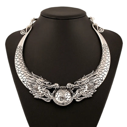 Retro Ethnic Style Peacock Dragon Zinc Alloy Plating Women'S Necklace