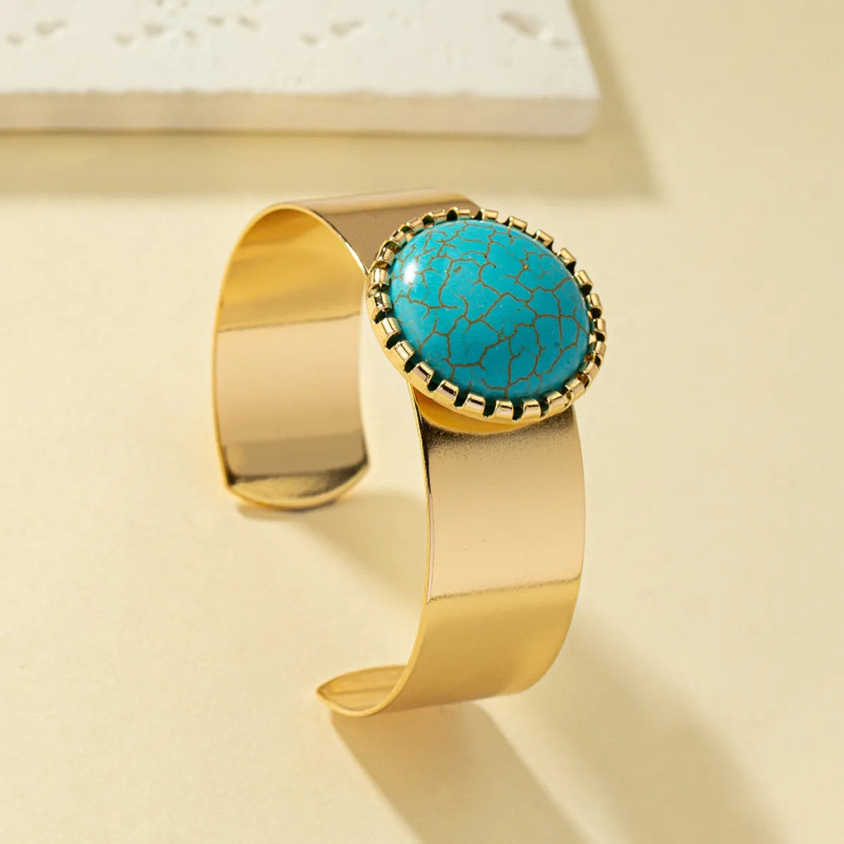 Retro Ethnic Style Round Turquoise Alloy Wholesale Cuff Bracelets