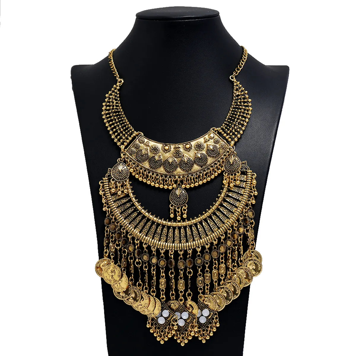 Retro Ethnic Style Tassel Coin Alloy Plating Women's Necklace