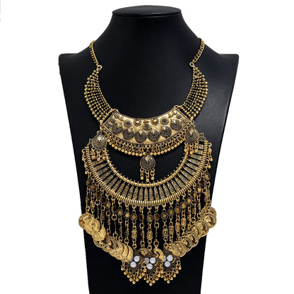 Retro Ethnic Style Tassel Coin Alloy Plating Women's Necklace