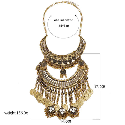 Retro Ethnic Style Tassel Coin Alloy Plating Women's Necklace