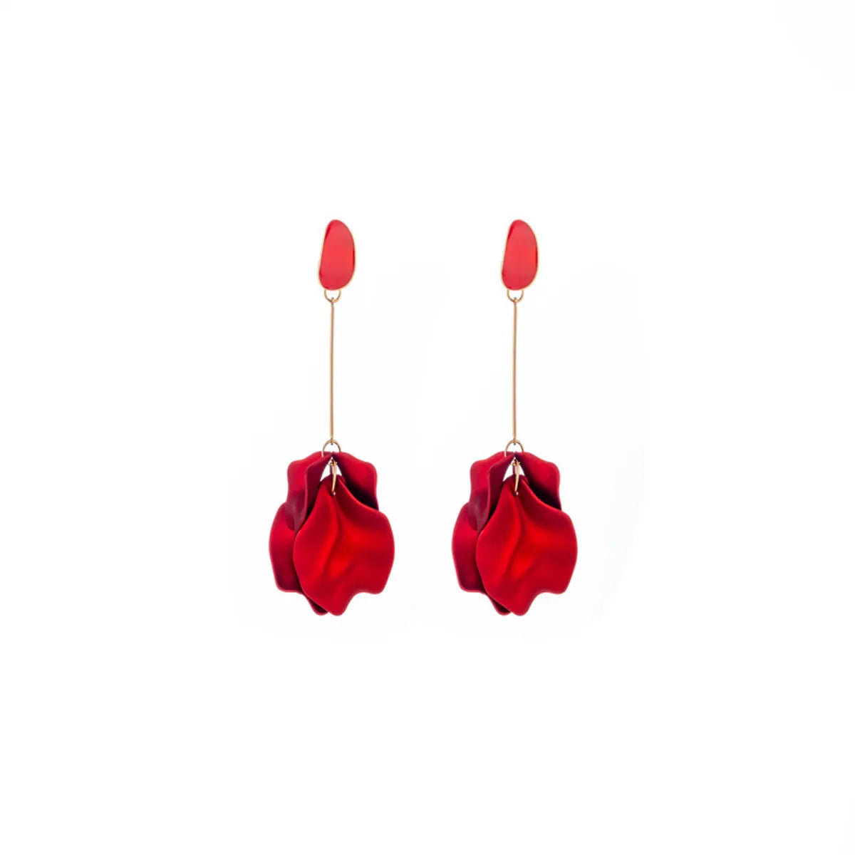 Retro European And American Style Red Petal Leaf Earrings