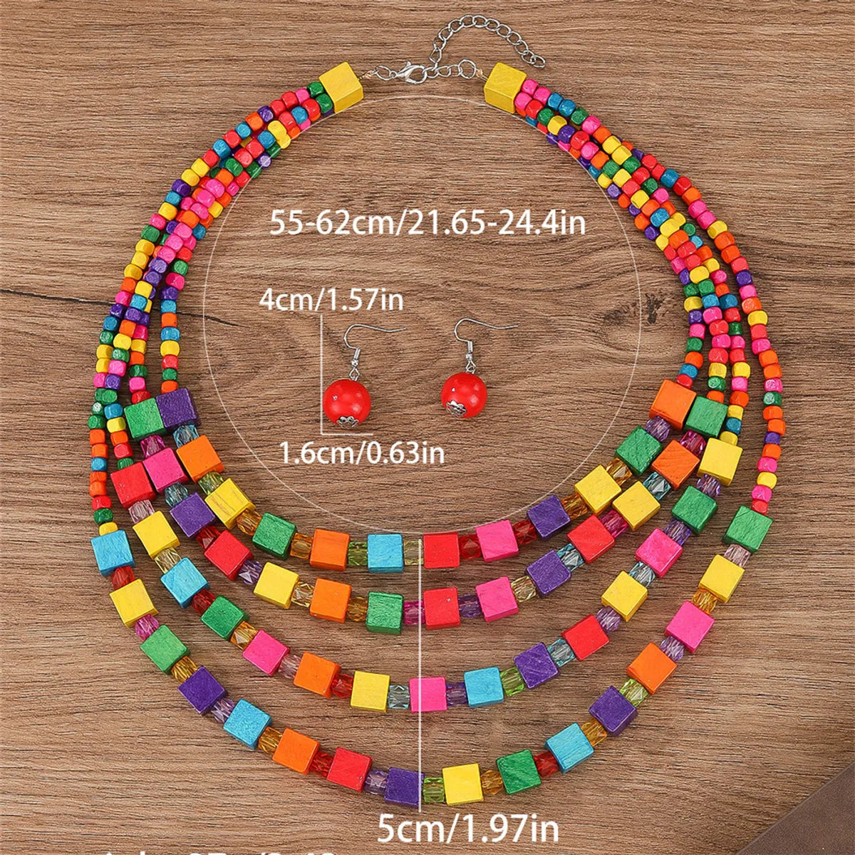 Retro Exaggerated Bohemian Round Alloy Wood Wholesale Necklace