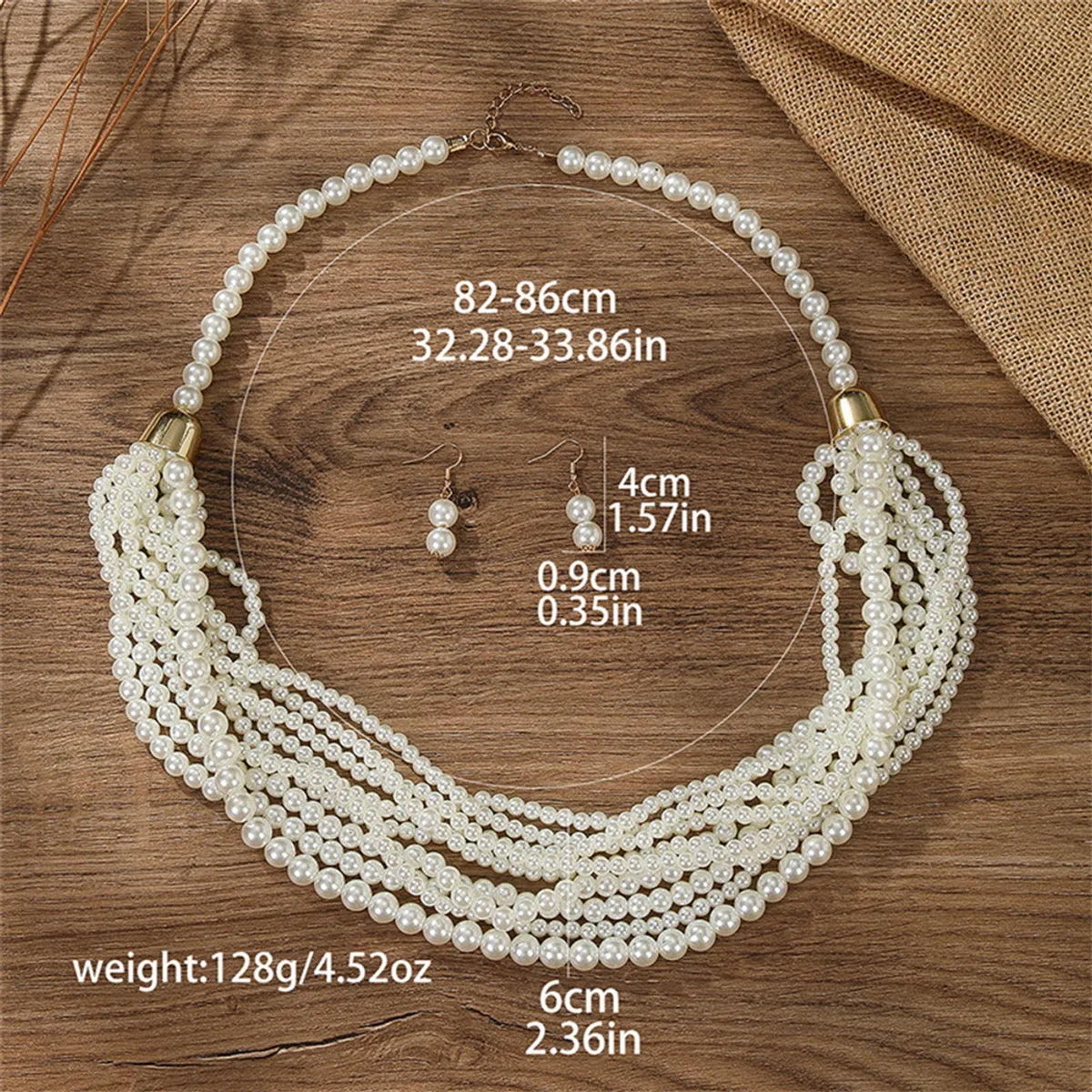 Retro Exaggerated Bohemian Round Imitation Pearl Wooden Beads Beaded Women'S Jewelry Set