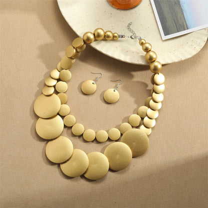 Retro Exaggerated Bohemian Round Wooden Beads Beaded Women'S Jewelry Set