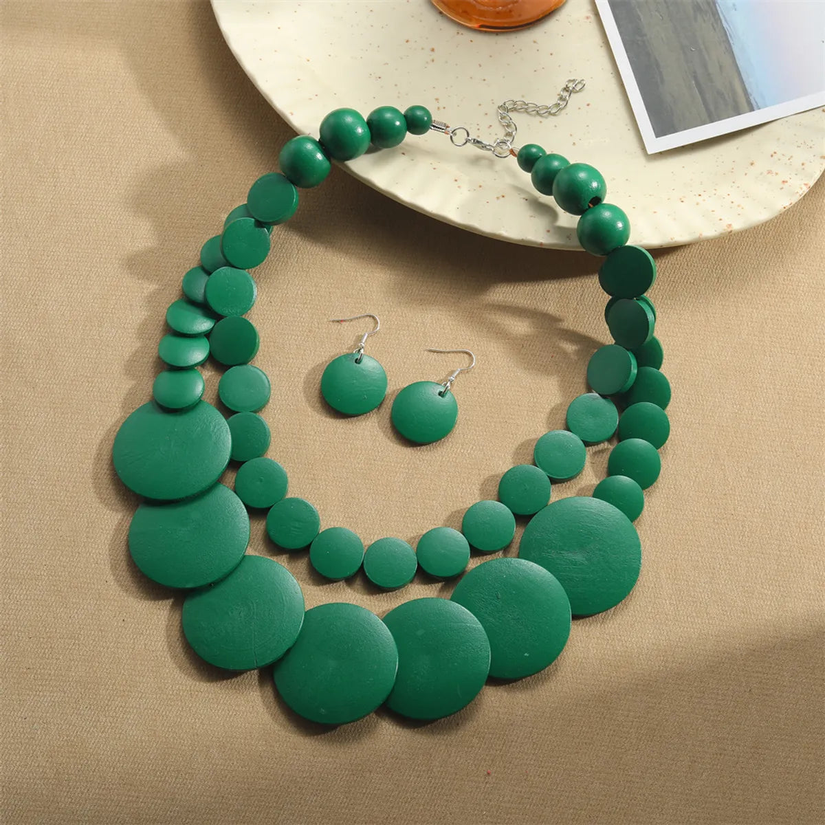 Retro Exaggerated Bohemian Round Wooden Beads Beaded Women'S Jewelry Set