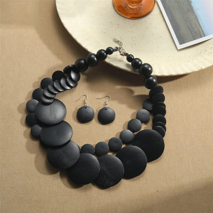 Retro Exaggerated Bohemian Round Wooden Beads Beaded Women'S Jewelry Set