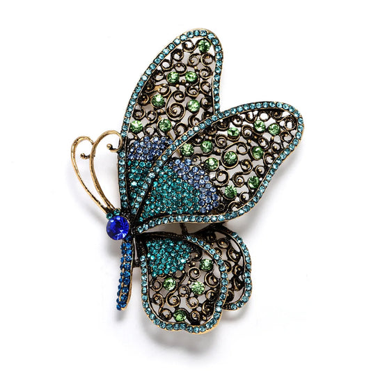 Retro Exaggerated Butterfly Alloy Plating Hollow Out Inlay Rhinestones Women'S Brooches